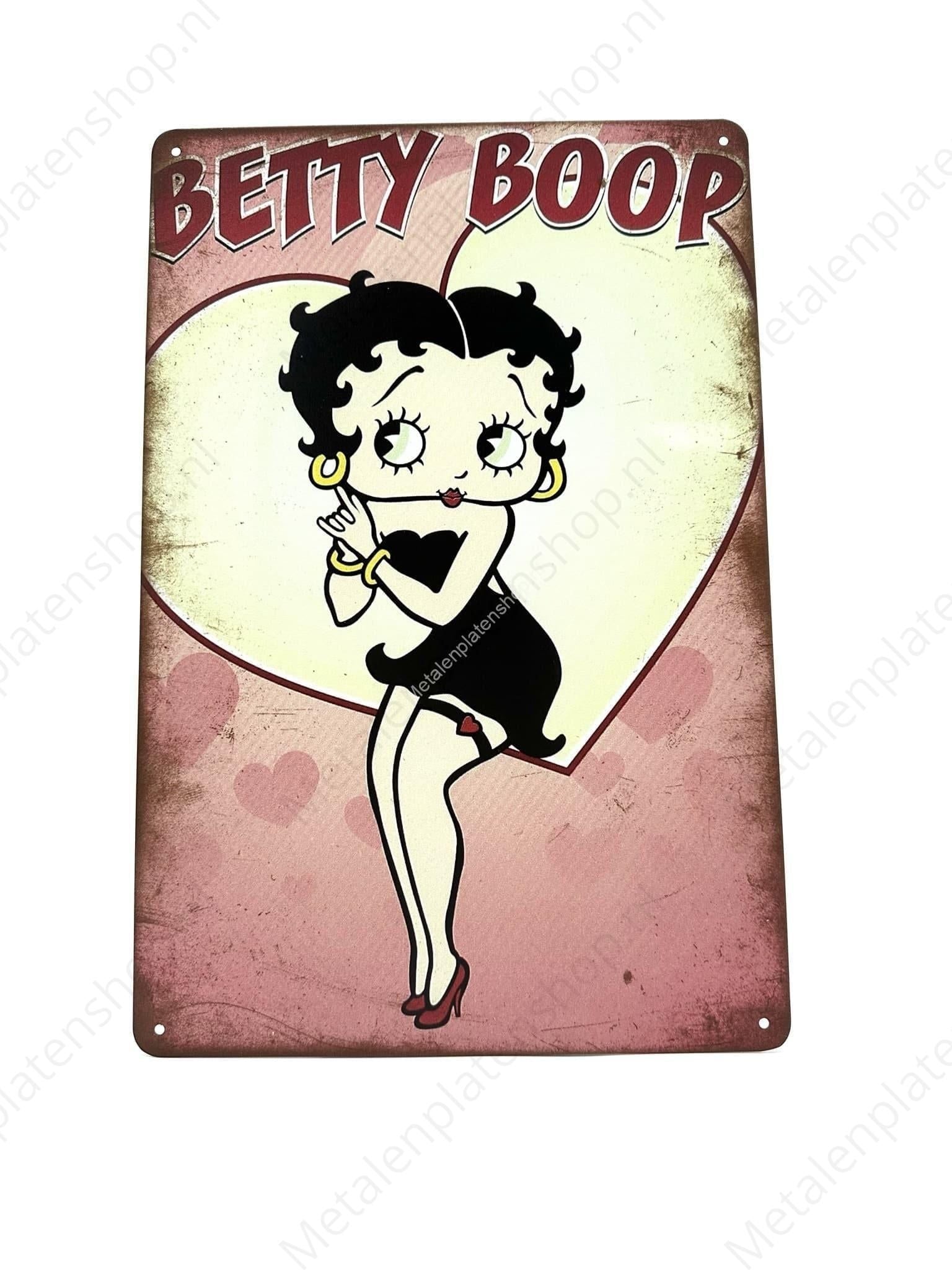 Bettyboop Rose - Metalen Wandbord Metaalbord